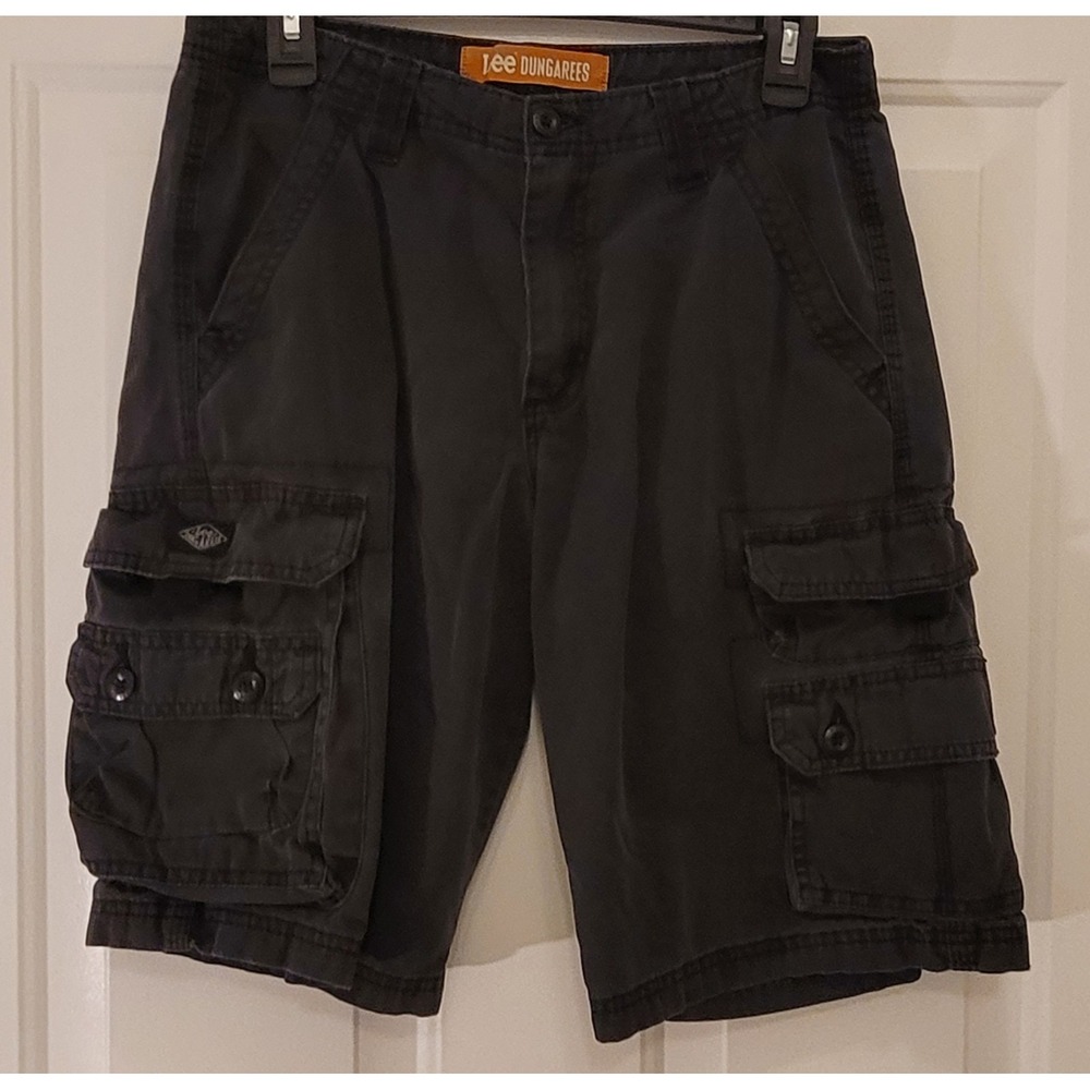 Lee Dungarees Mens 29 Black Cargo Shorts Pants Casual Utility Pockets